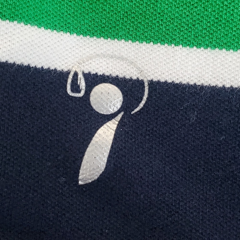 Ppolaflon Men's Striped Rugby Polo Shirt SZ  Large Long Sleeve Blue Green Preppy - Picture 10 of 13